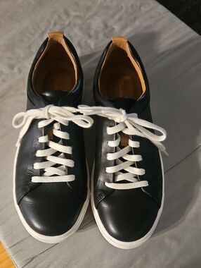 Clarks Black Leather Sneakers with Tan Interior